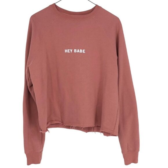 Brunette The Label  Pink Hey Babe Cropped Crewneck Sweatshirt XS/S - Picture 4 of 12